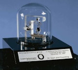 A replica of the first transistor, invented at Bell Labs, December 23, 1947.